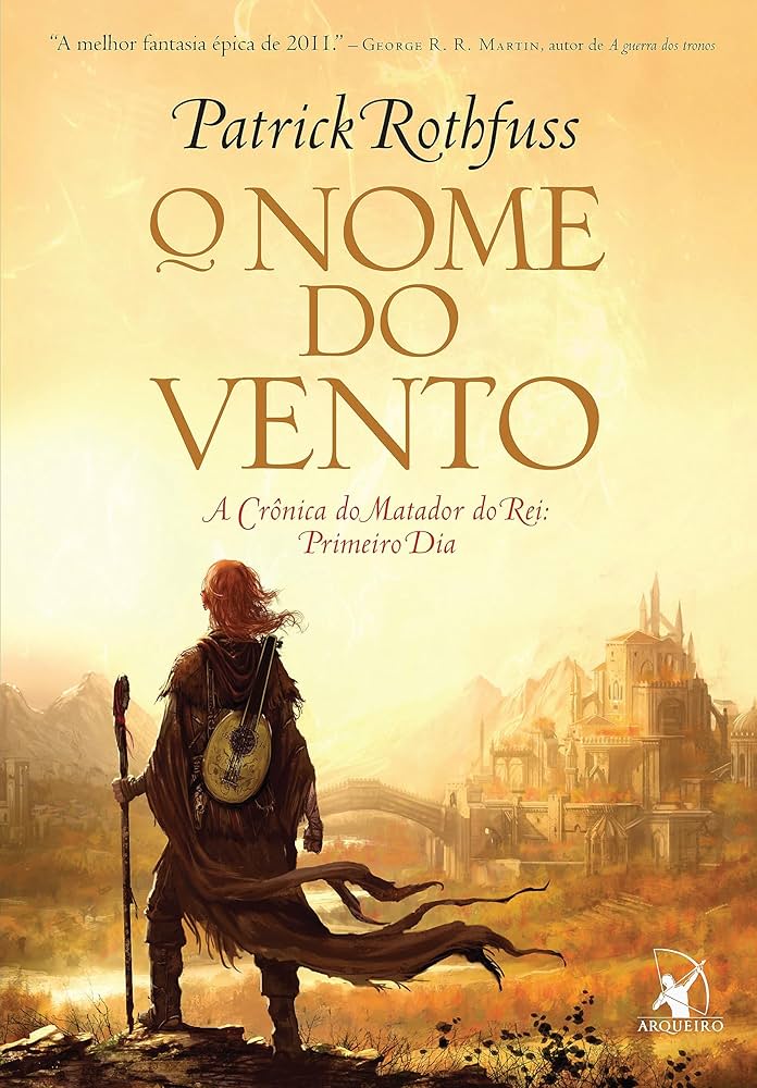 Capa do livro O Nome do Vento, saga fantástica sobre o personagem Kvothe